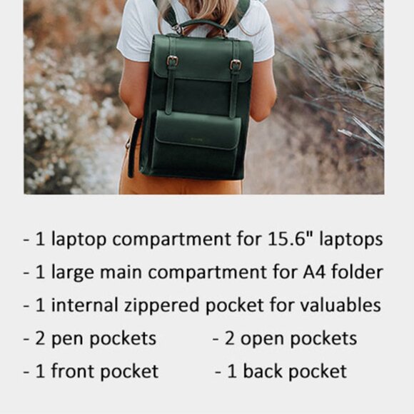 ECOSUSI Laptop Backpack for Women PU Leather Backpack Vintage for Laptop 15.6 main image 4